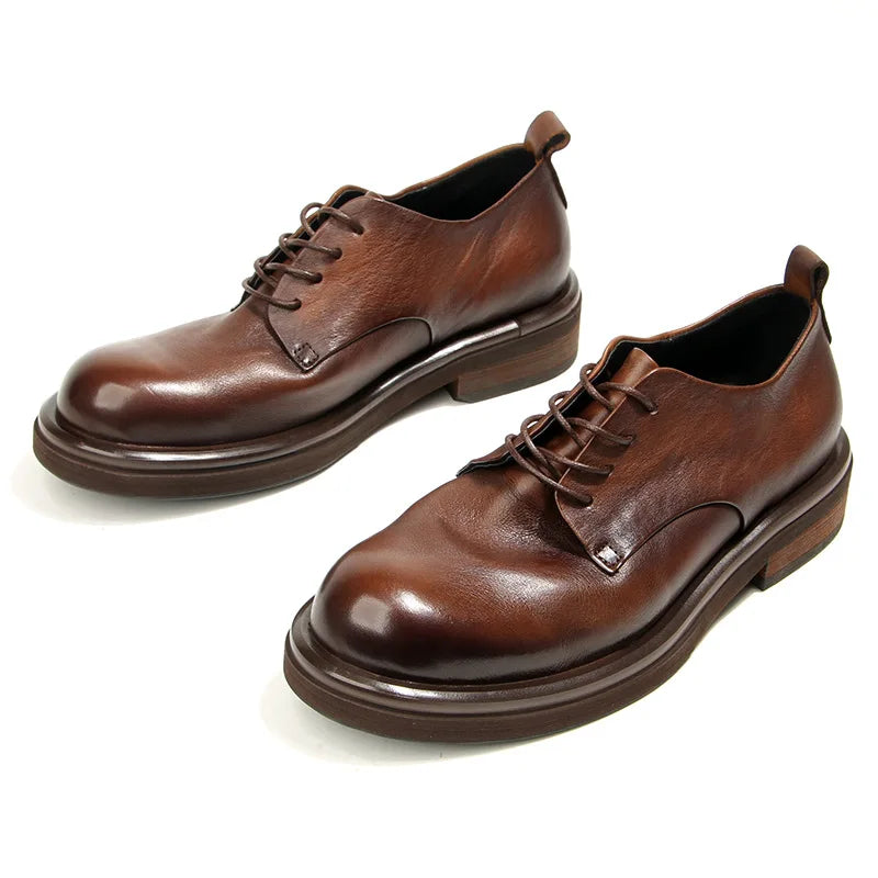 Soft Leather Mens Formal Shoes Luxury Quality Comfortable Brand Handmade Retro Genuine Leather Daily Wedding Social Shoes Male