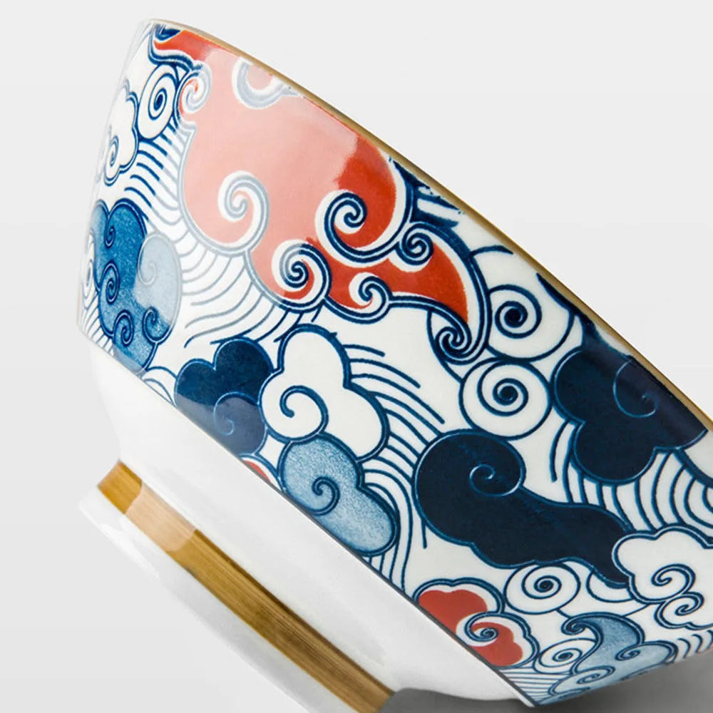 Hat-Bowl Porcelain 7.5-Inch Ramen Bowl — Blue-White | KIMLUD