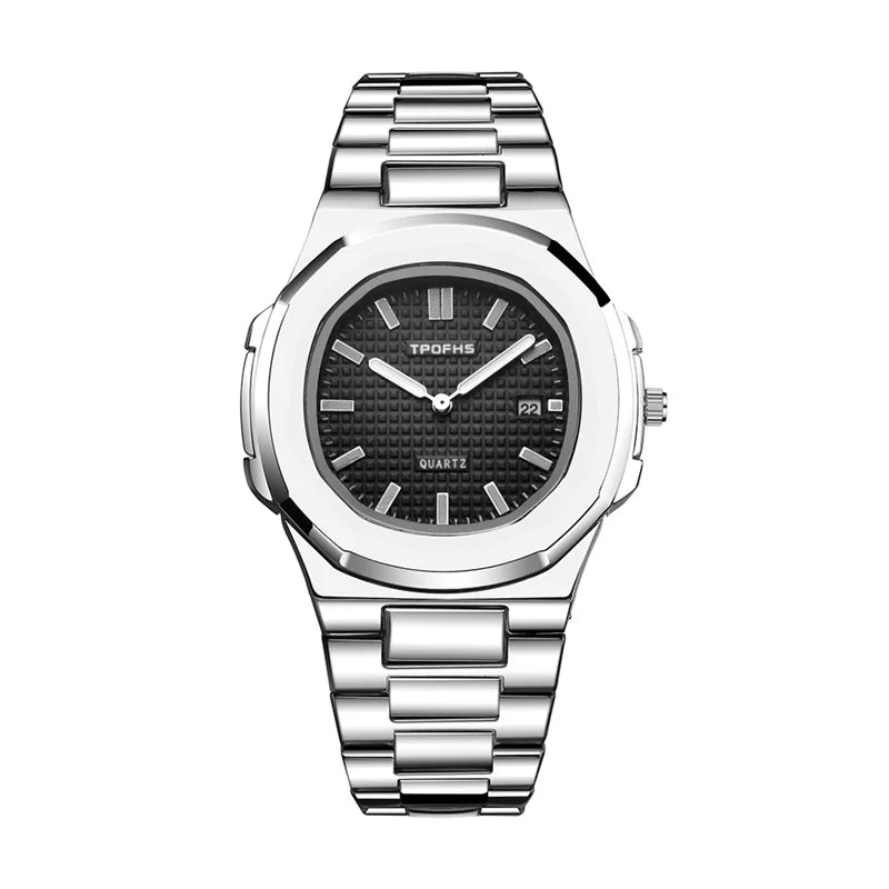 Luxury Watch Business 30M Waterproof Male Clock Luminous Date Stainless Steel Square Quartz Men Watch reloj hombre 2024 New - KIMLUD
