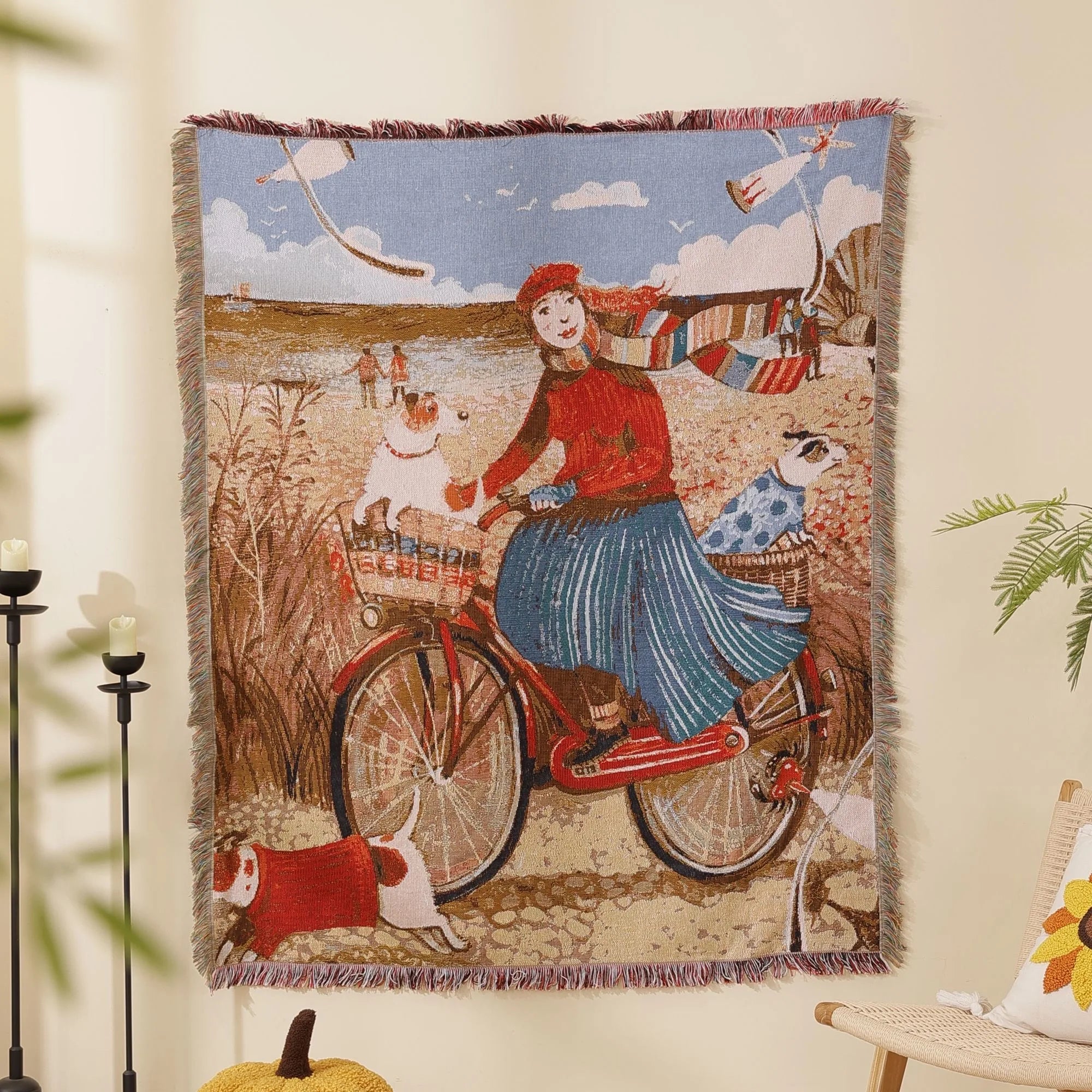 Ladies Sofa Blanket Oil Painting Woman Home Decoration Camping Blanket Bedspread Picnic Mat Aesthetic Wall Tapestry Bed Cover