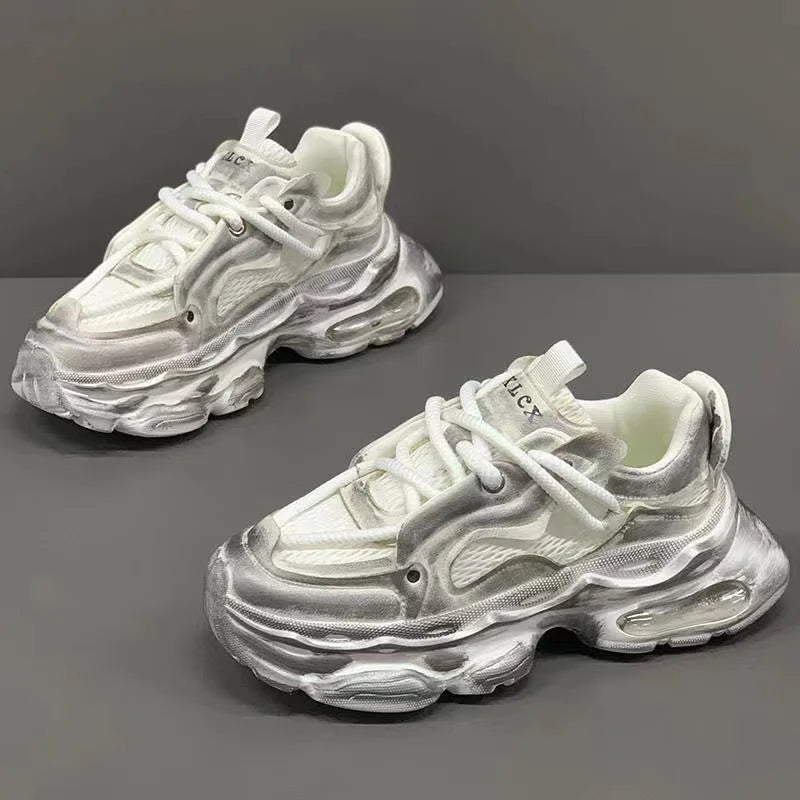 High Platform Sneakers Breathable Cushioned — Red | KIMLUD