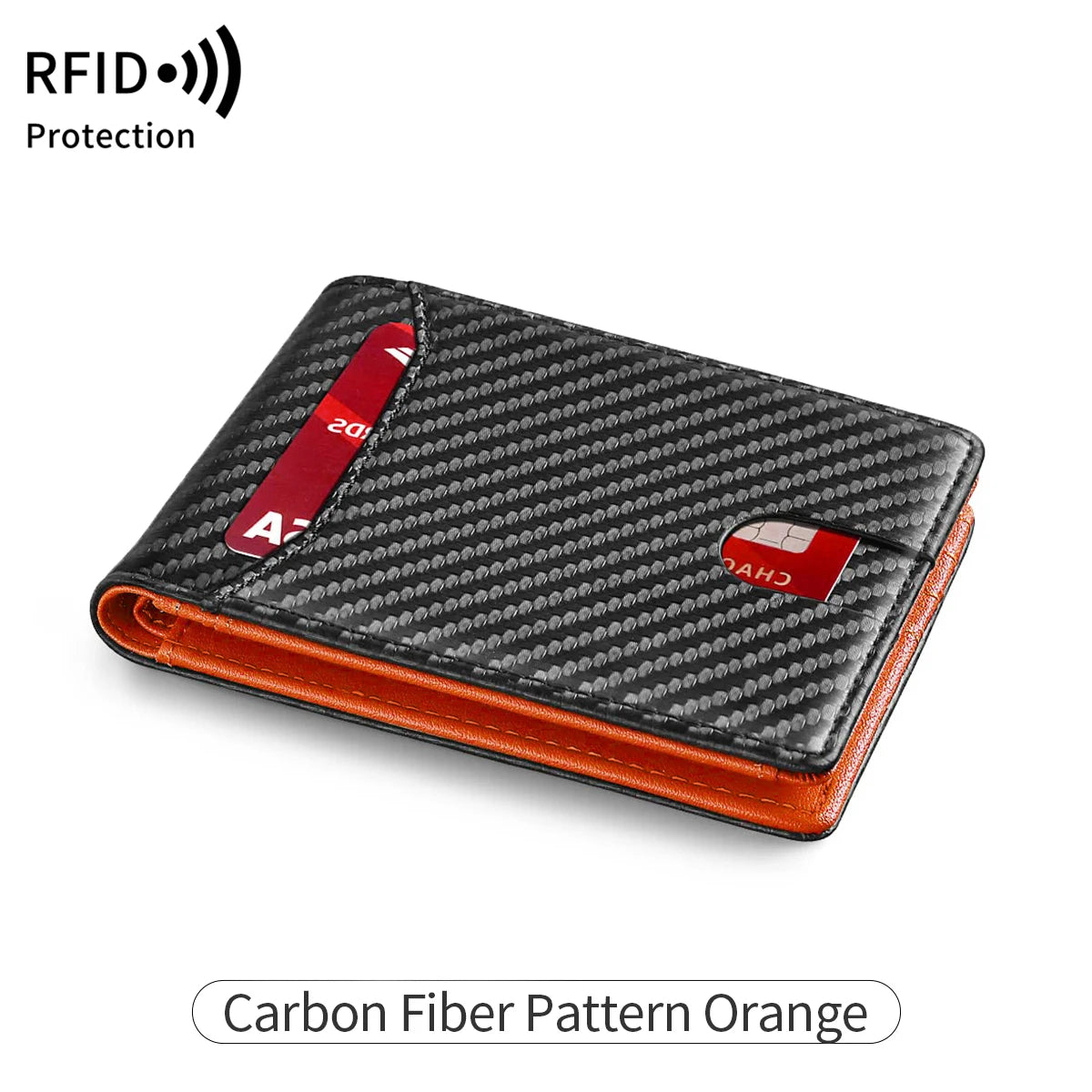 Men's Ultra-Thin RFID Blocking Leather Wallet Bi-Fold Front Pocket Wallet Large Capacity 8 Card/Short Card Holder with ID Window