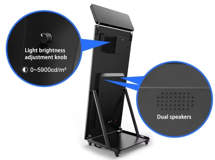 Mirror photo booth, selfie luminous frame, portable touch screen, photo booth machine