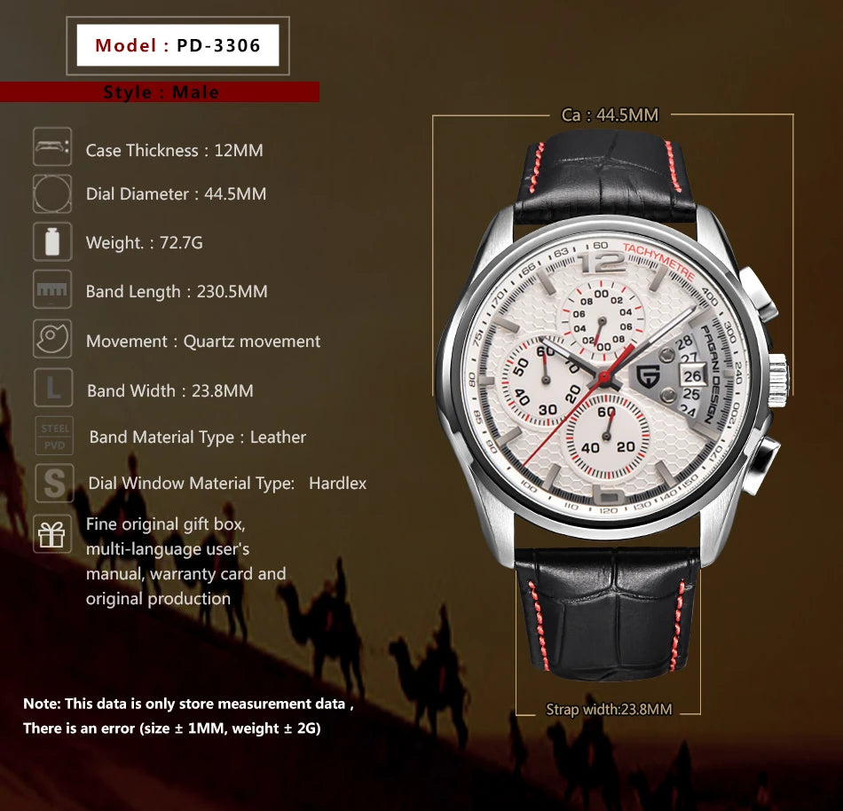 Leather Chronograph Honeycomb Dial Watch — White | KIMLUD