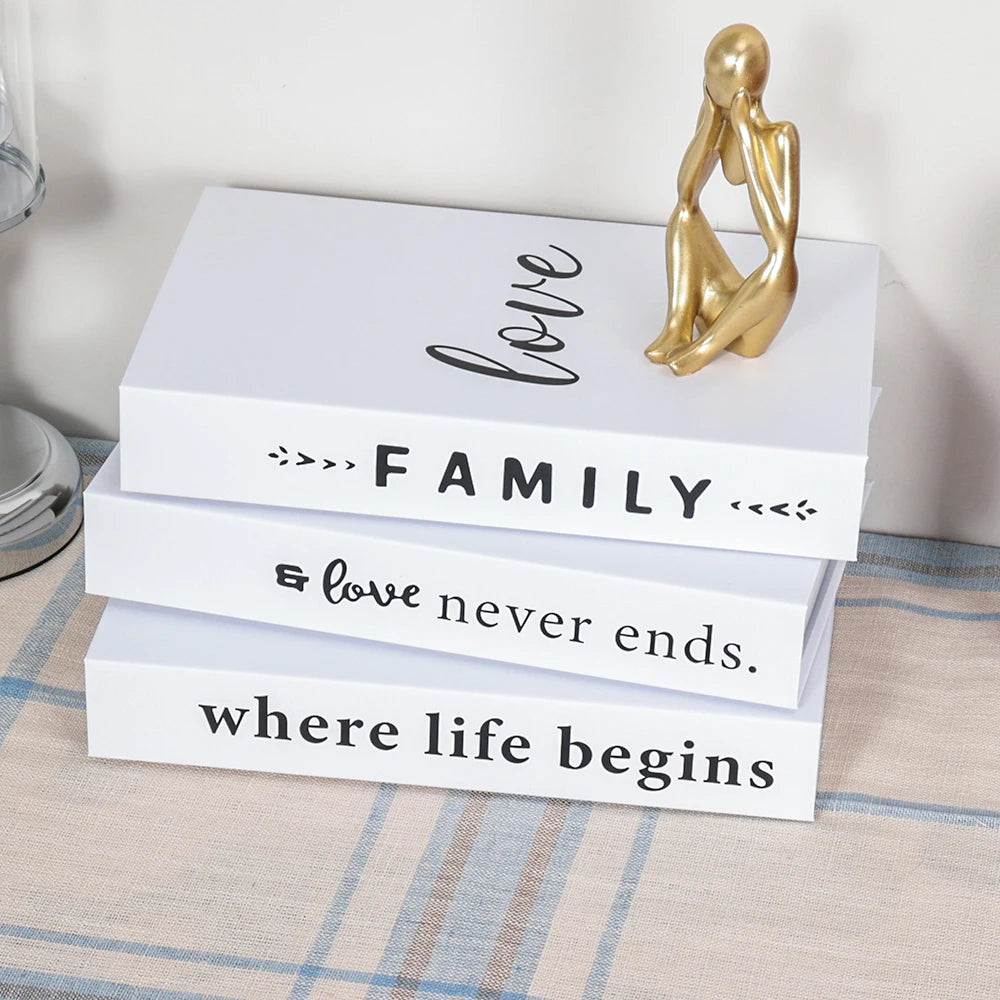 Foldable Faux Books Three-Piece Set for Couture Coffee Table Decor — Black | KIMLUD
