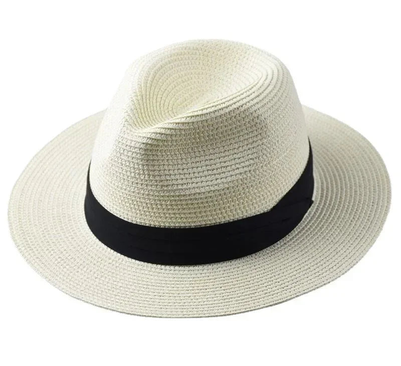 Panama Straw Hat Wide Brim Plus Size — Natural | KIMLUD
