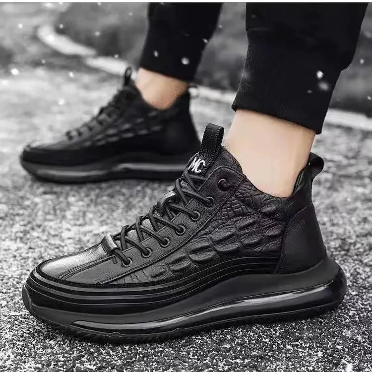 Men's Shoes – Thick Bottom – Crocodile Pattern – Casual | KIMLUD