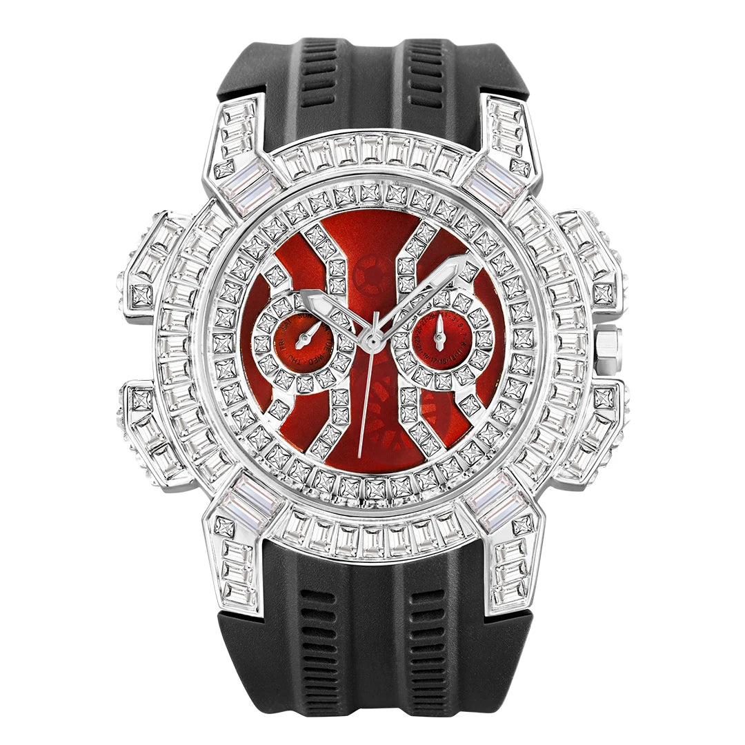 MISSFOX New Red Quartz Watch For Men Luxury Hip Hop Streetwear Clock Waterproof Diamond Watches AAA Quartz Men's Wristwatches