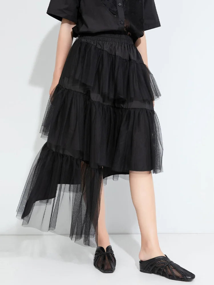 A-Line Skirt – High Elastic Waist – Jersey – Black | KIMLUD