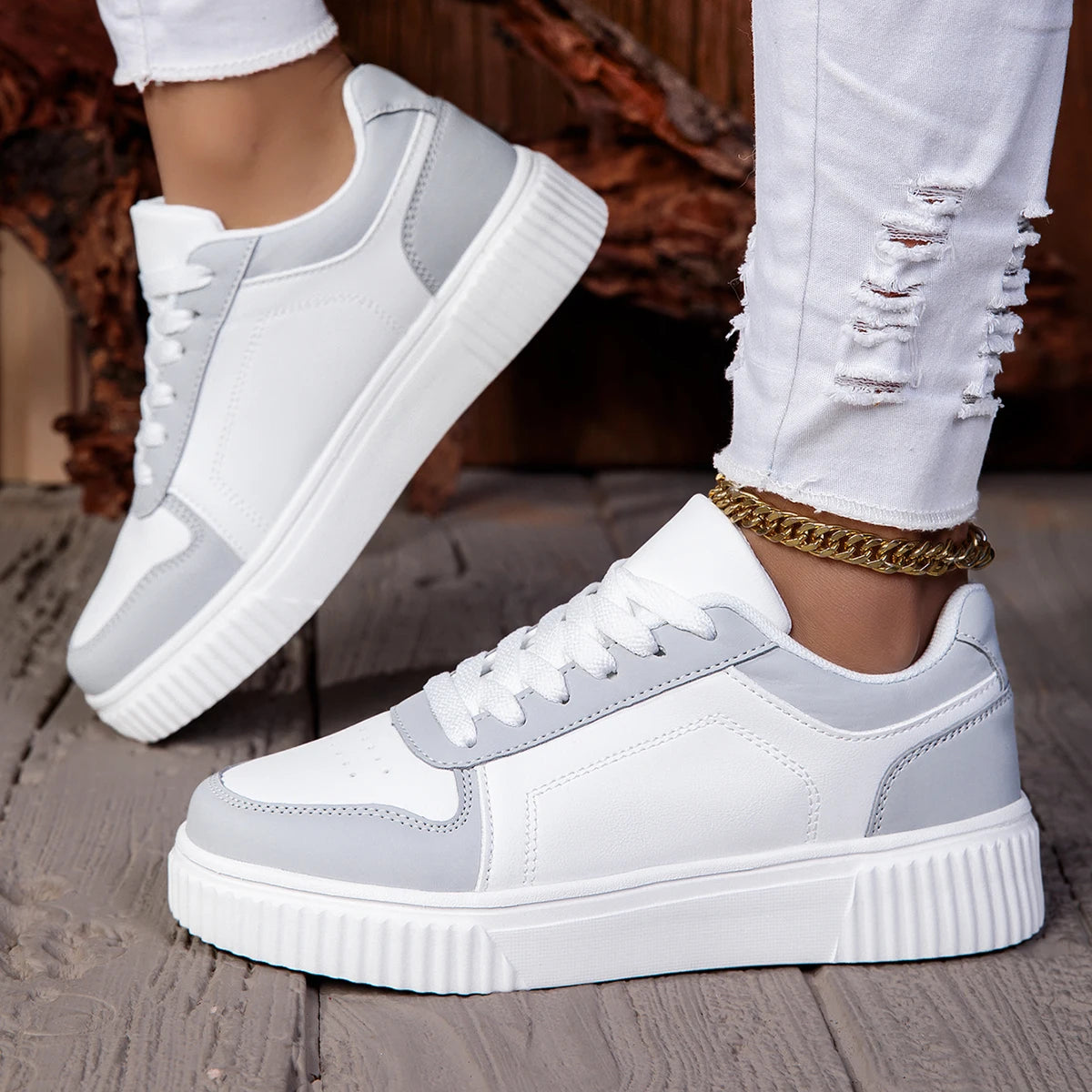 Unisex Sneakers – Large Size – Leather Upper – White | KIMLUD