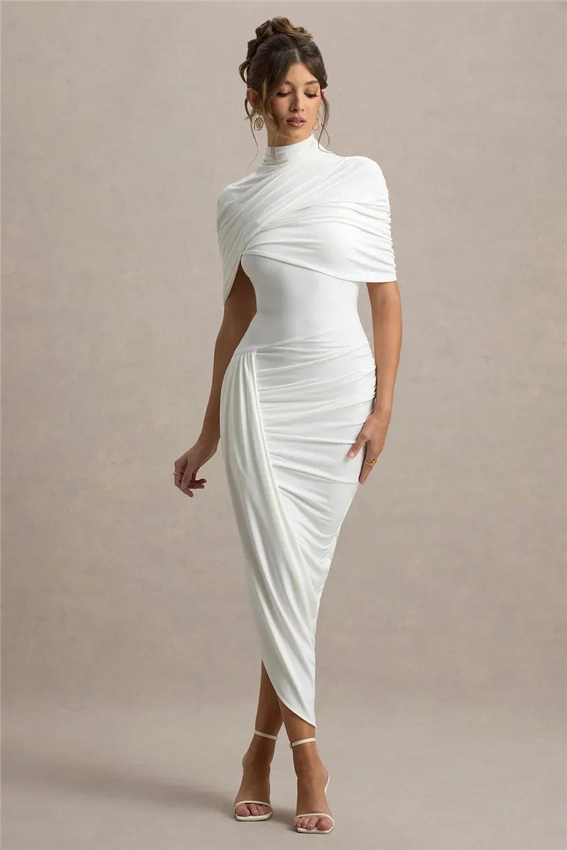 Maxi Dress – Backless Ruched Slim Silhouette | KIMLUD