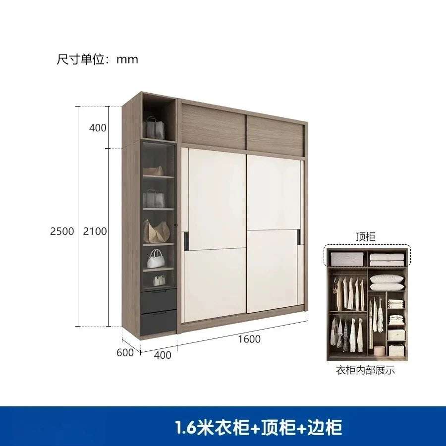 Luxury Modular Wardrobes Sliding Door Orgnizer Modern Bedroom Wardrobe Display Wooden Stylish Armario Ropero Bedroom Furniture