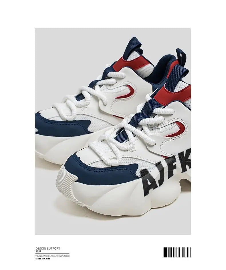 Ins Color-blocking Trendy Men's Shoes 2025 Yellow Dad Shoes Chunky Sneakers Man Thick-soled Height-enhancing Casual Sports Shoes