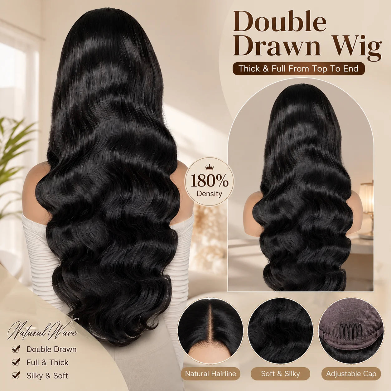 Human Hair Hair Wigs & Extensions Body Wave — Light Brown | KIMLUD