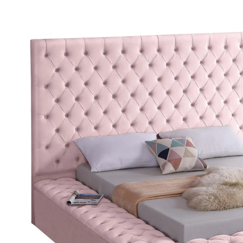 Diamond Tufted King Bed Deluxe Set — Champagne Taupe | KIMLUD