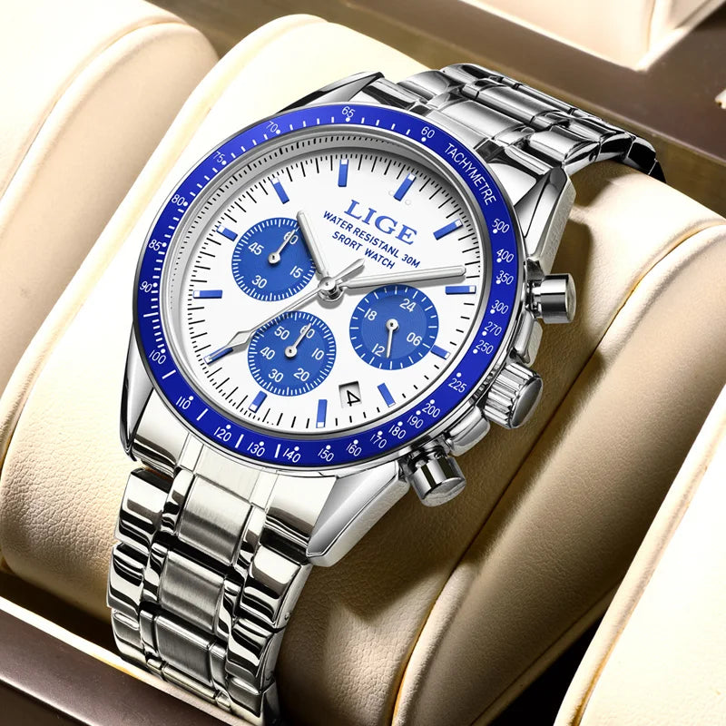 2025 LIGE Top Brand Luxury New Men Watch Quartz Man Watches Waterproof Luminous Watch for Men Date Chronograph Sport Wristwatch