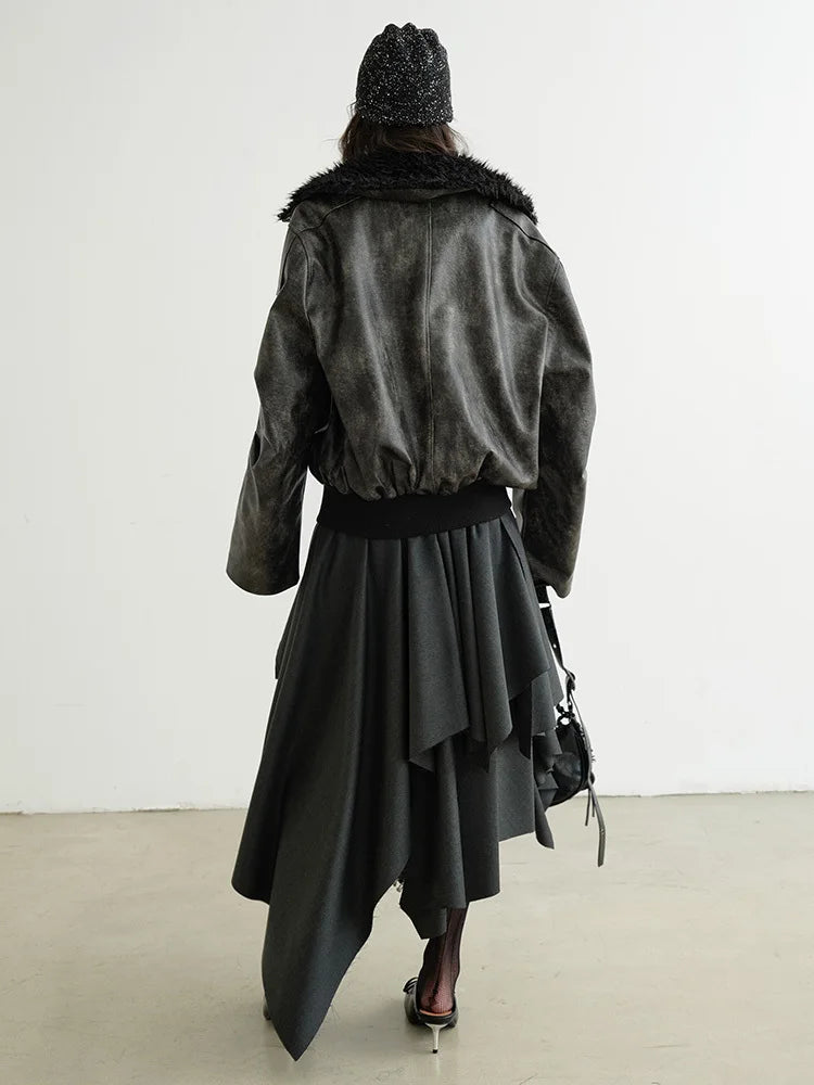 Skirt – High Waist – Cotton Polyester – Dark Gray | KIMLUD