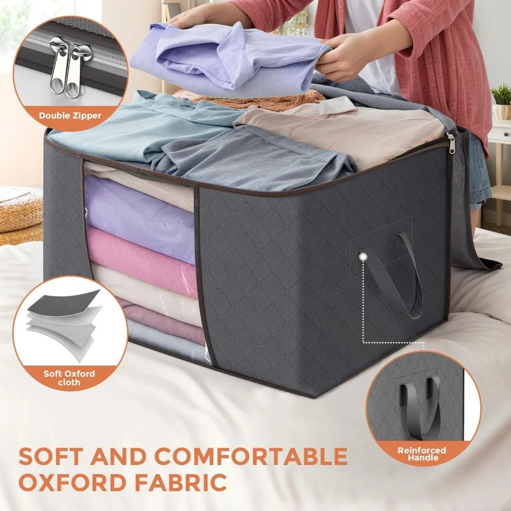 Cotton Storage Bags Foldable 90L Pack — Cream | KIMLUD