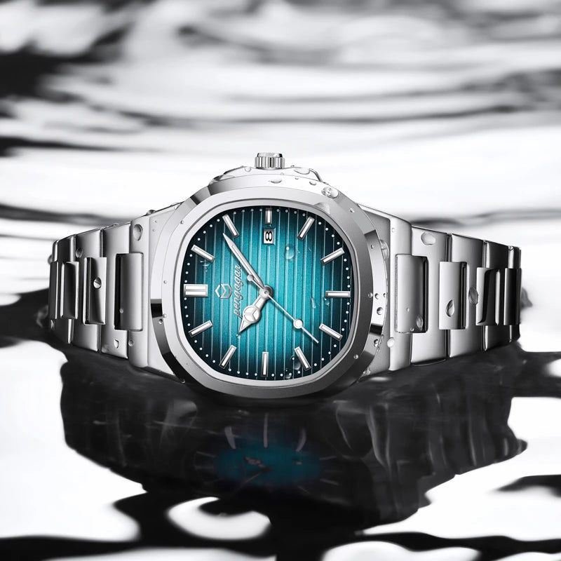 Men Luxury Watch Business Waterproof Male Clock Luminous Date Stainless Steel Square Quartz Men Watch reloj hombre