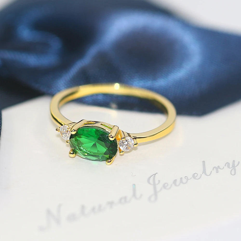 Wedding Engagement Dating Rings For Women Female Opal Gold Color Dainty Ring With Stone Fashion Y2k Jewelry Gift Wholesale R865