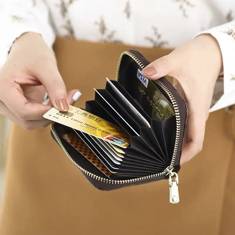 Cloth Card Bag Zippered Vertical Organizer — Black | KIMLUD