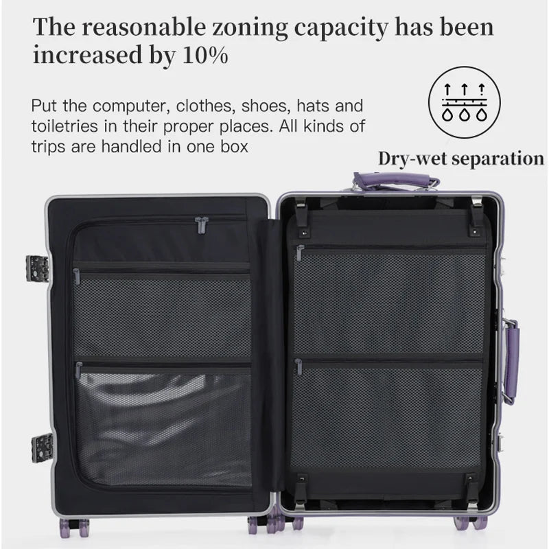 Women's Wide-Tube Telescopic Handle Luggage 2025 New Style 20-inch Carry-On Suitcase
