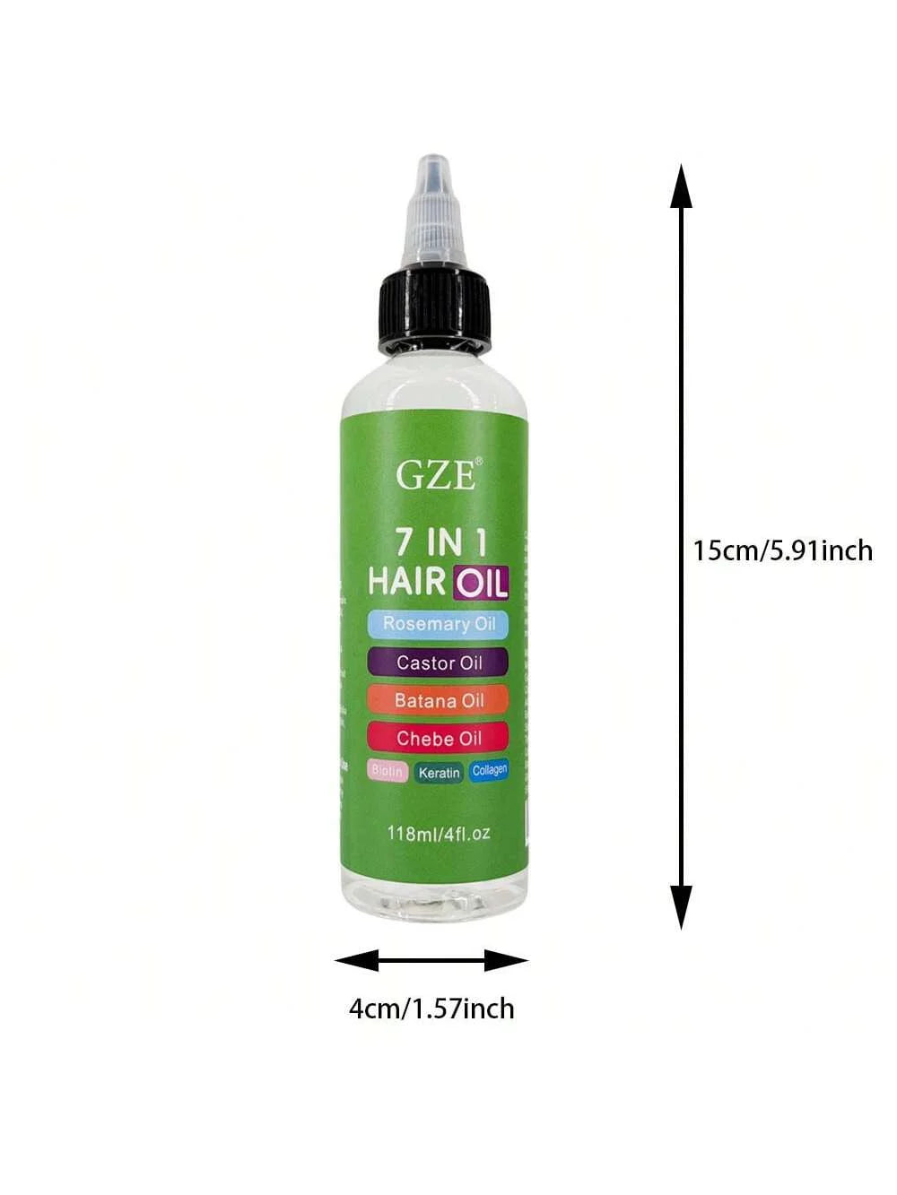 7-In-1 Hair Oil Infused With Rosemary Castor Batana Chebe Biotin Keratin — Green | KIMLUD