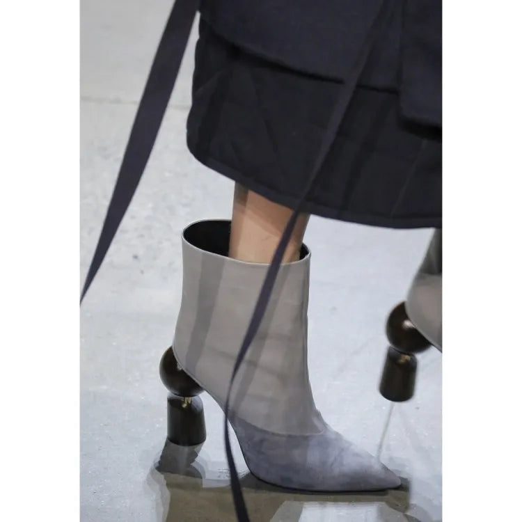 Sheepskin Pointed Toe Ankle Boots — Purple | KIMLUD