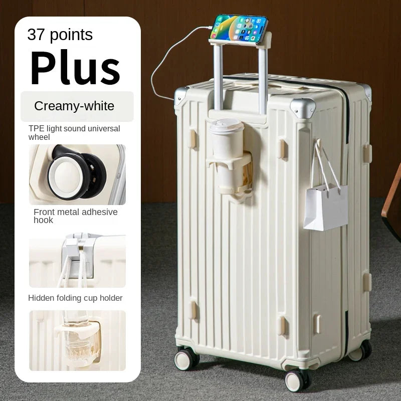 Aluminum Frame Travel Suitcase 30 Inch Large Capacity With Expandable Interior — Deep Red | KIMLUD
