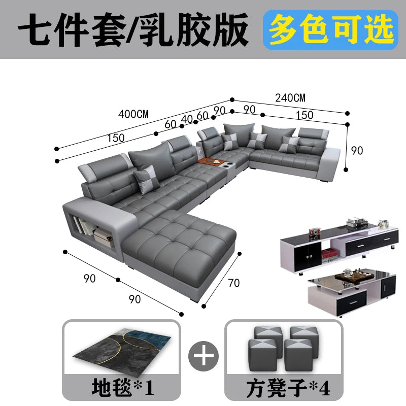 Latex Nano Three-Proof Fabric Sofa Modern Living Room — Slate Grey | KIMLUD