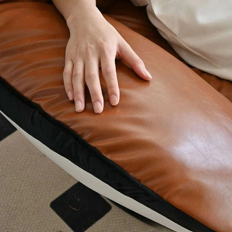 KIMLUD, Oil wax leather single sofa chair living room balcony leather casual lazy can lie down, KIMLUD Womens Clothes