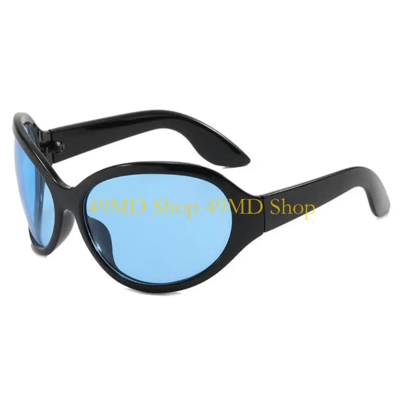 Punk Y2K Wrap Around Sunglasses With UV400 Protection And High Gloss Finish — Black | KIMLUD