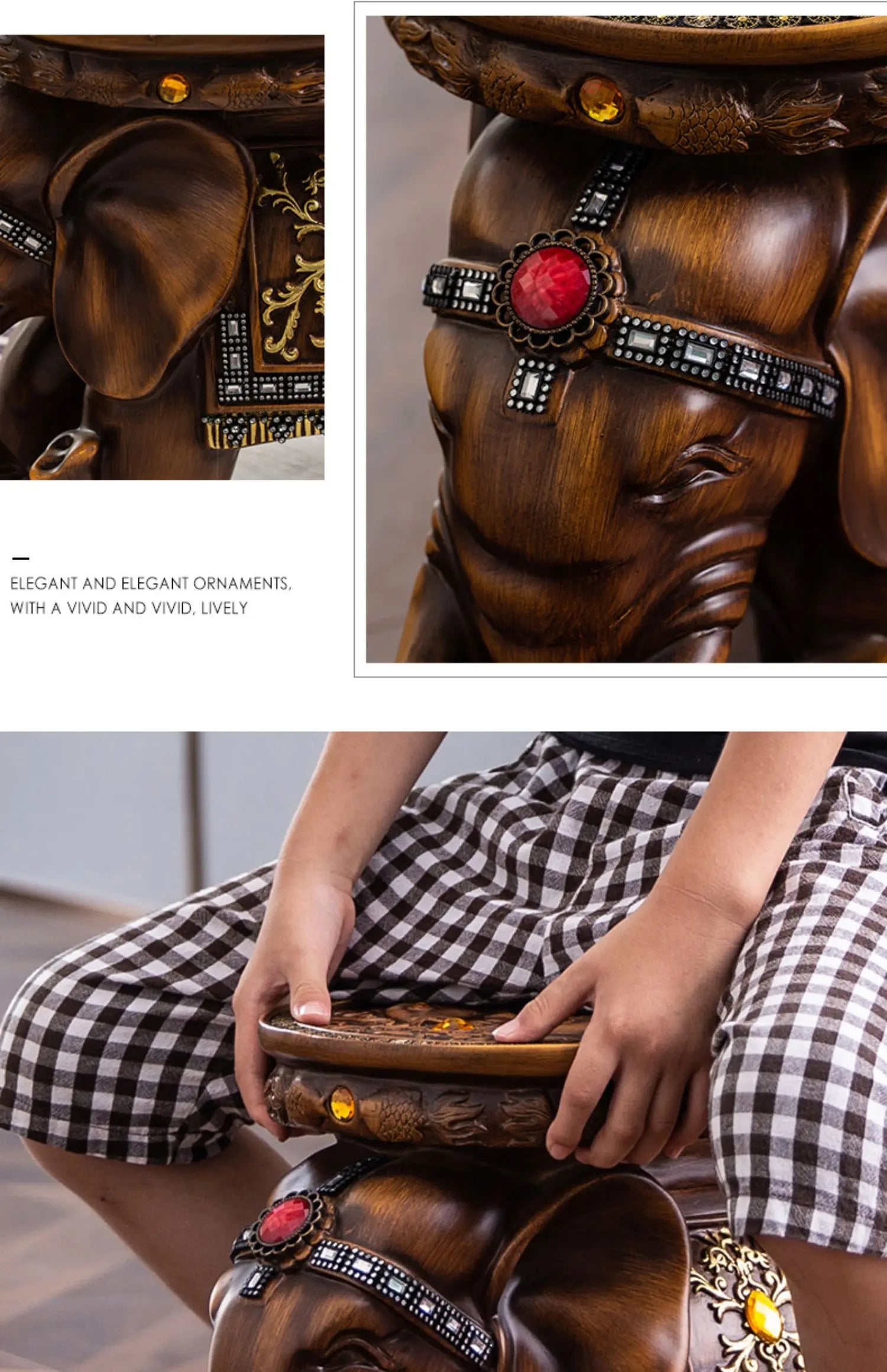 Creative Elephant Stool,Statue Resin Furniture,Luxury Living Room,Entrance Shoe Changing Stools,Floor Decoration Sculpture Gift