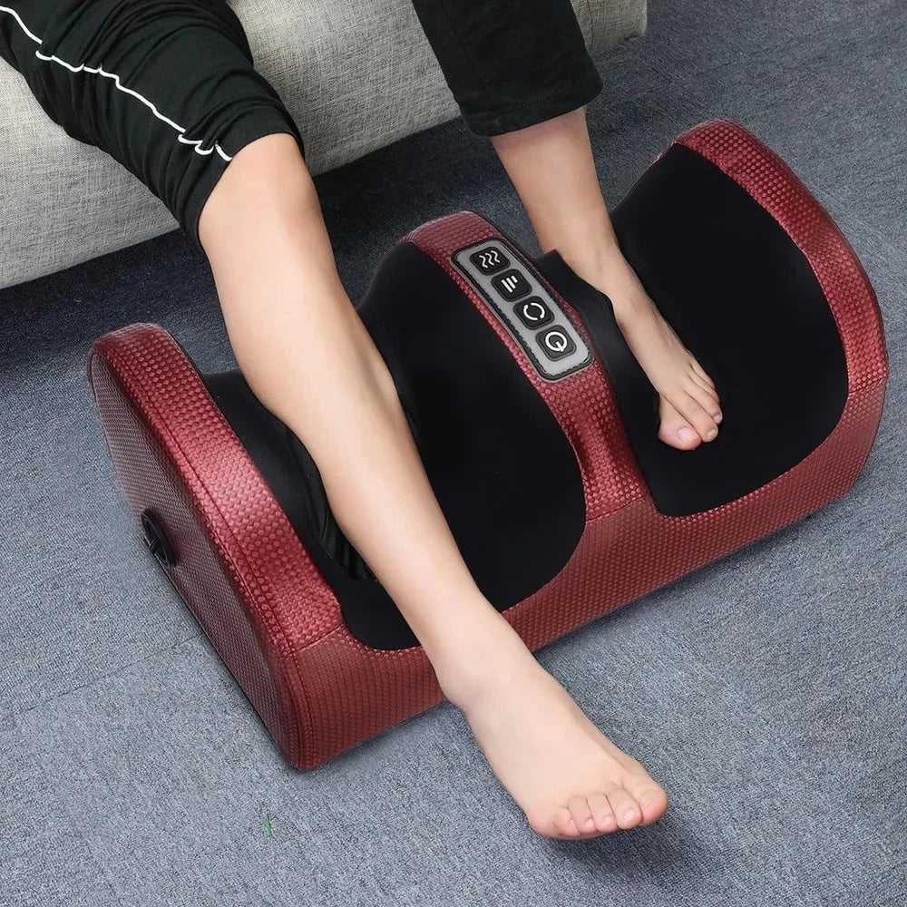 Shiatsu Foot Massager With Heated Rollers — Deep Burgundy | KIMLUD