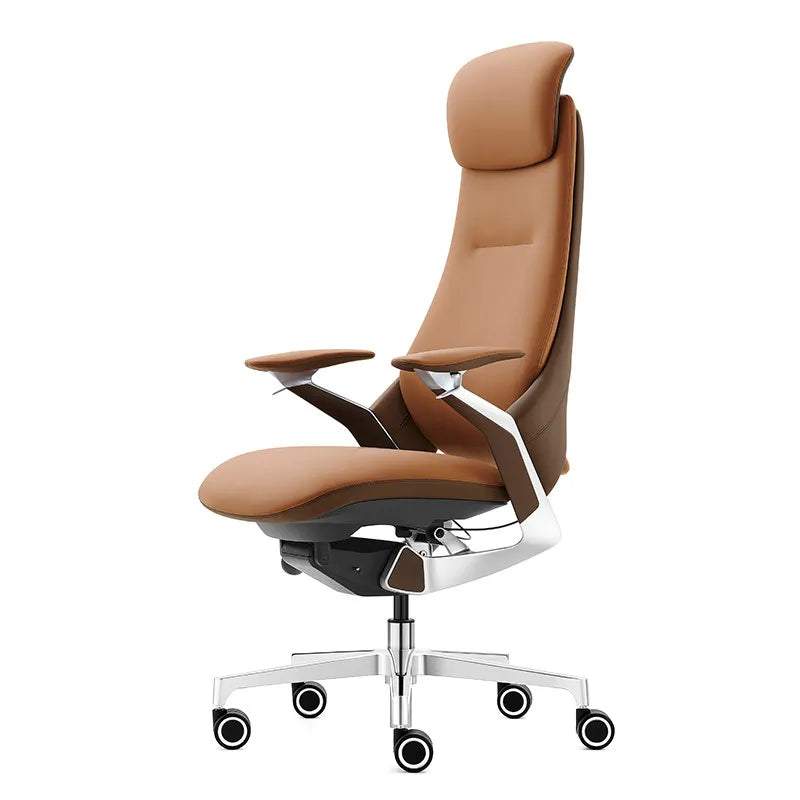 Leather Ergonomic Office Chair Solid — Ivory | KIMLUD