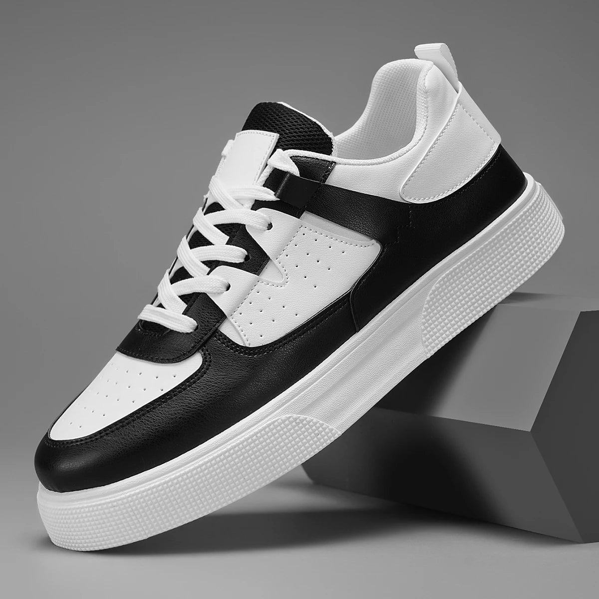 Minimalist Synthetic Leather Casual Sneakers With Lightweight Comfort For City Trails — White | KIMLUD