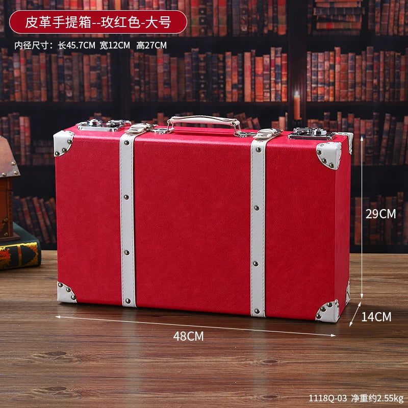 Luxurious Vintage Trunk Suitcases Leather — Brown | KIMLUD