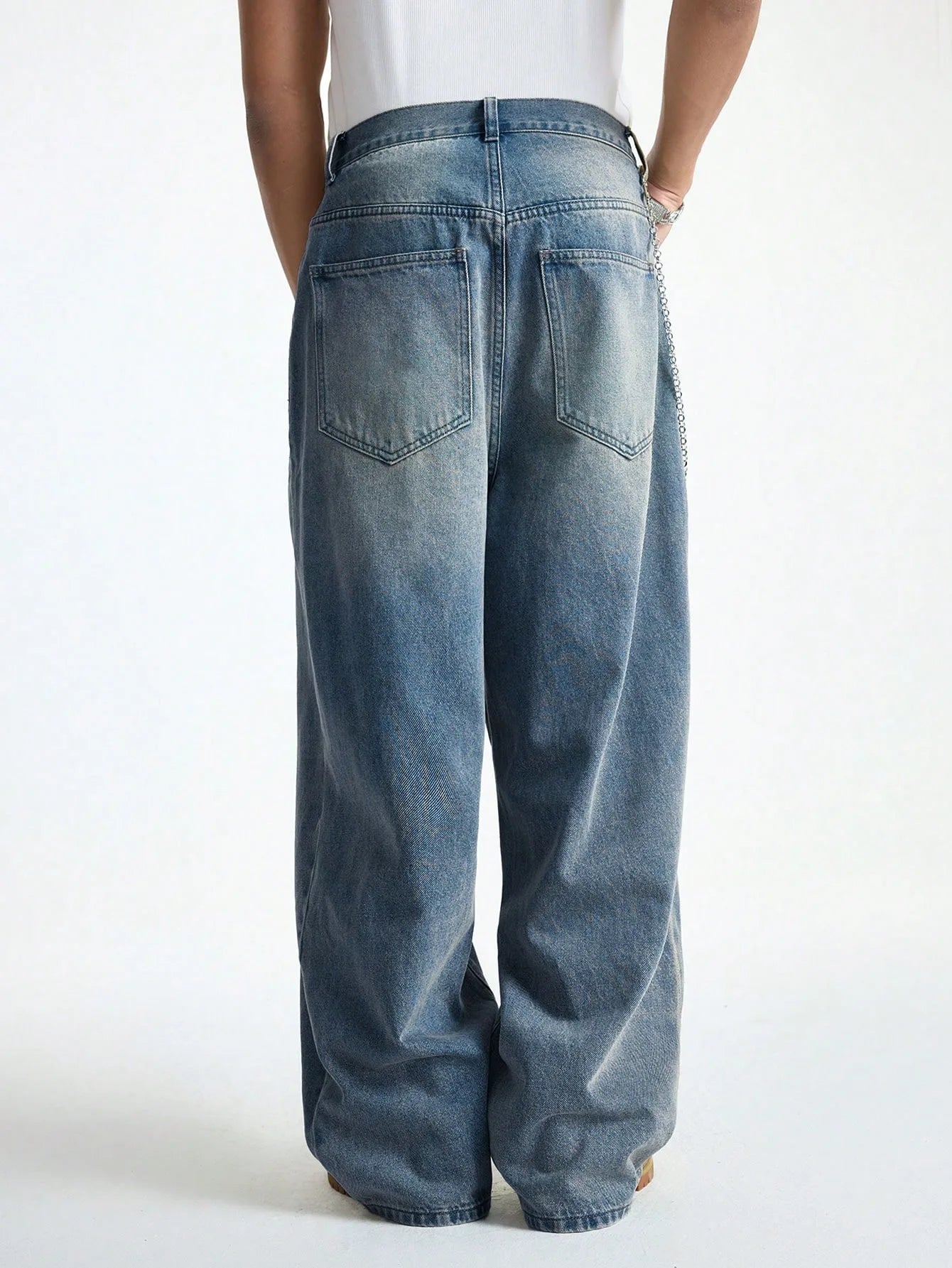 Brushed Denim Wide Pants Loose Fit Cargo Pockets HipHop Style — Black | KIMLUD