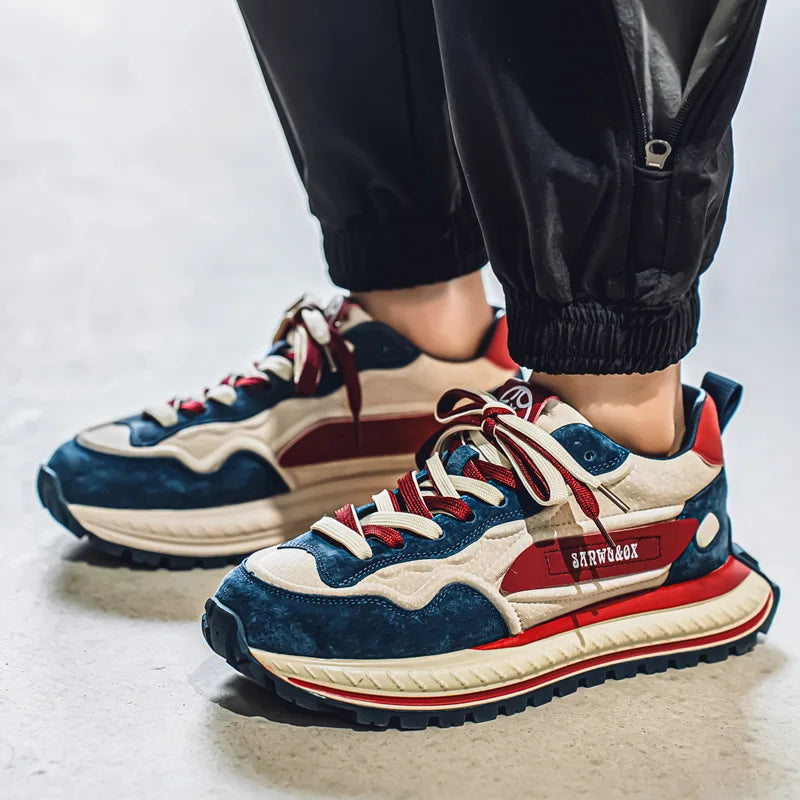 Color-Block Dad Shoes Men's Spring Autumn New Style Thick Bottom Sports Shoes Casual Running Shoes Low Cut Breathable Mesh