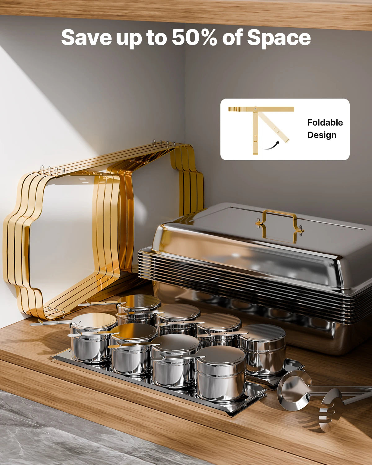 Stainless Steel Chafer Buffet Set 8 Qt — Silver | KIMLUD