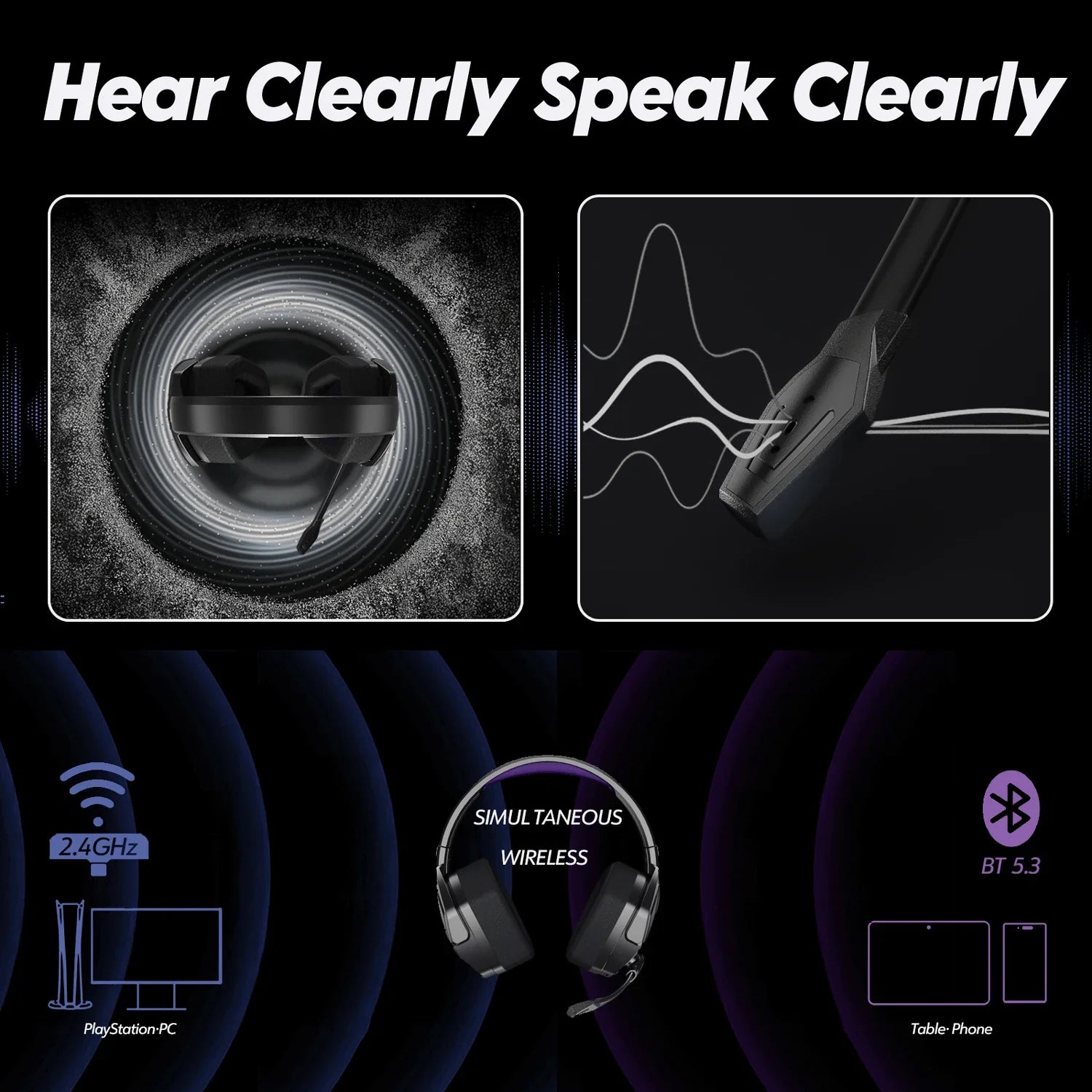 KIMLUD, NUBWO G06 Dual Wireless Headsets Gamer with Microphone for PS5, PS4, PC, Mobile, Switch, 2.4GHz Bluetooth 5.3 Gaming Headphones, KIMLUD Womens Clothes