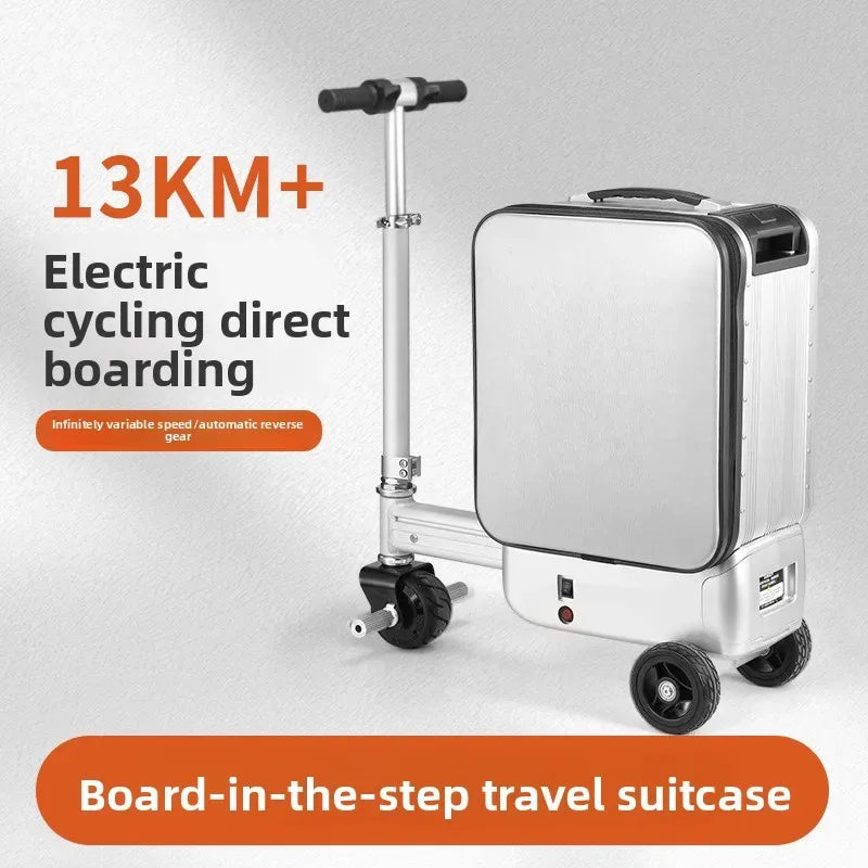 Electric Suitcase Scooter 20 Inch Front-Open — Silver | KIMLUD