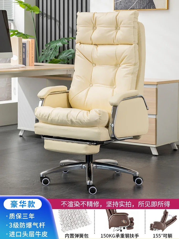 Leather Executive Chair — Tufted High-Back Recliner — Dark Brown | KIMLUD