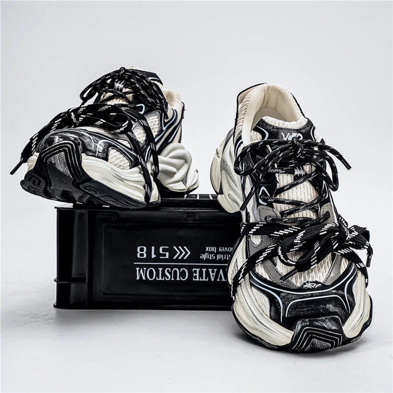 Men's Dad Shoes – Height Increase Sole – Mesh Upper – Multi-Strap | KIMLUD