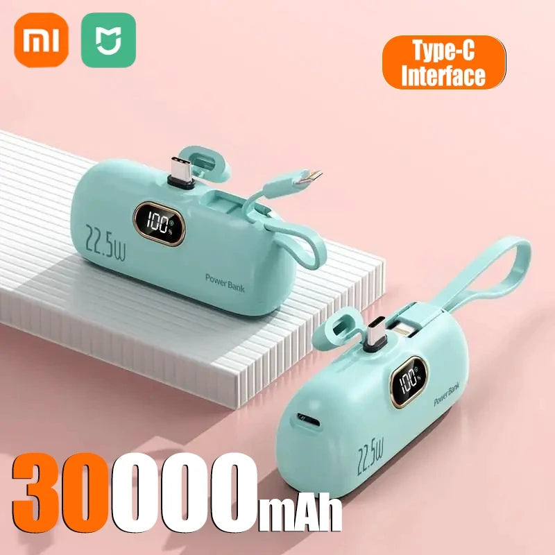 Xiaomi Mini Convenient Mobile Power Bank 30000mah Portable Fast Charging  suitable for iPhone 16 15 14 Samsung External Battery
