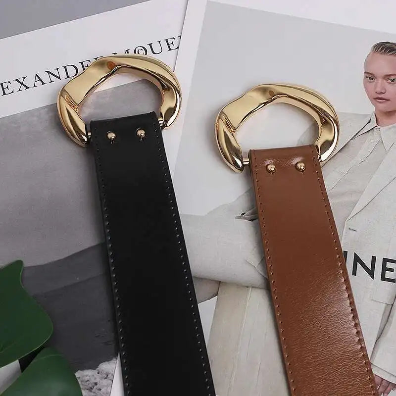 Belts – Irregular Cowhide Waist Decoration – PU Leather | KIMLUD