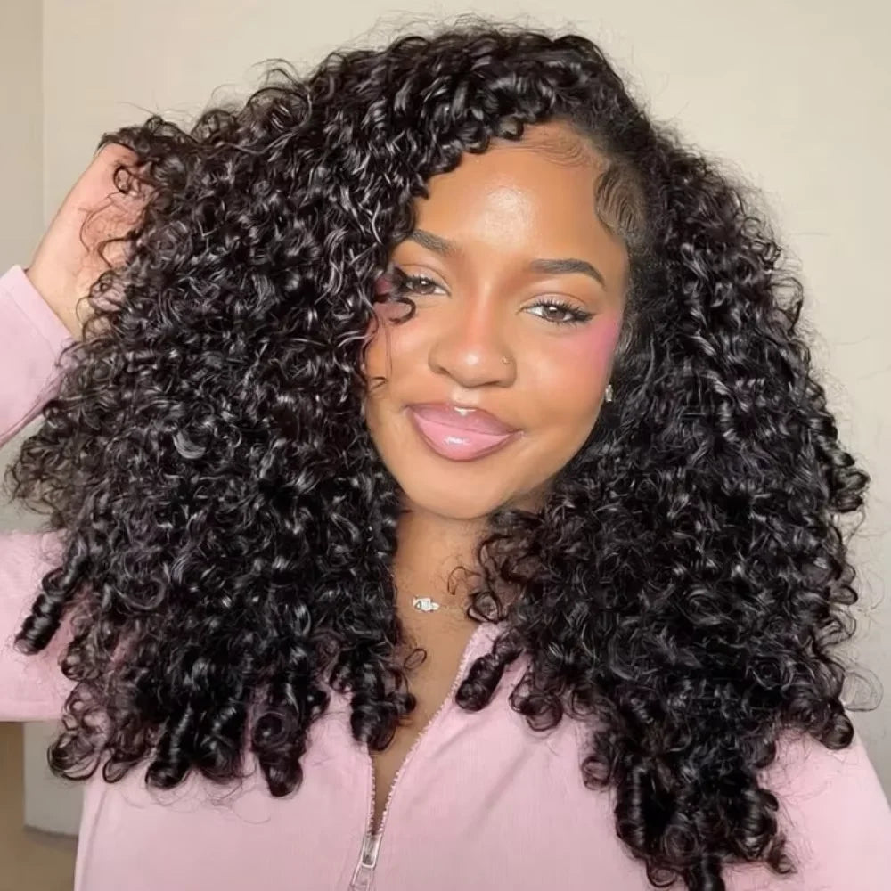 Machine Half Wig – 250 Density – Remy Hair Curly | KIMLUD