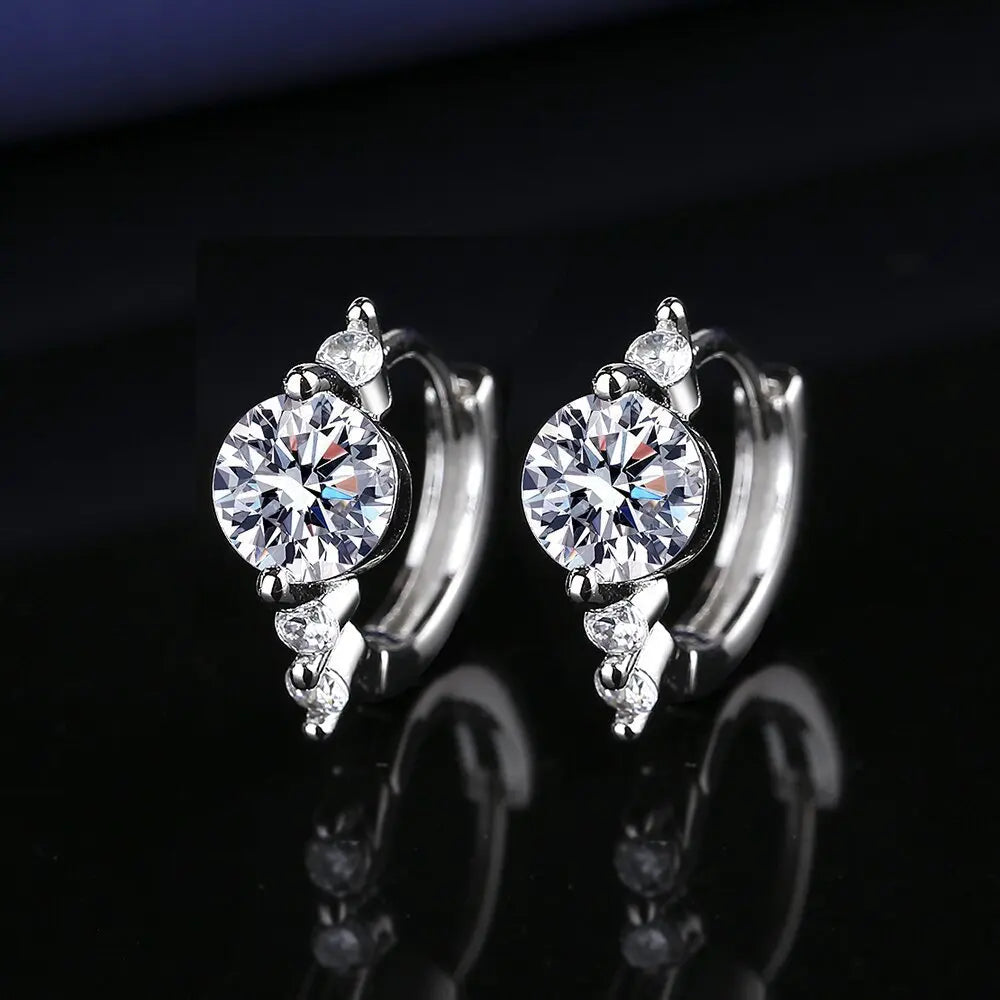 Silver-Toned Copper Oval Zircon Halo Stud Earrings — Sapphire Blue | KIMLUD