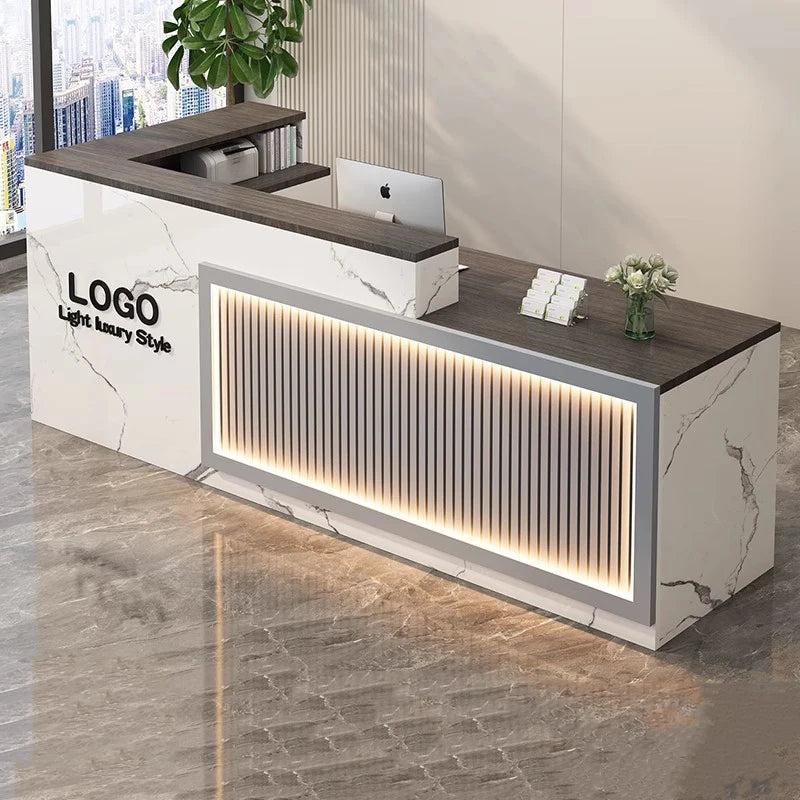 Simple Salon Luxury Reception Desk Decorations Custom Reception Desk Beauty Mostrador Recepción Commercial  Office Furniture