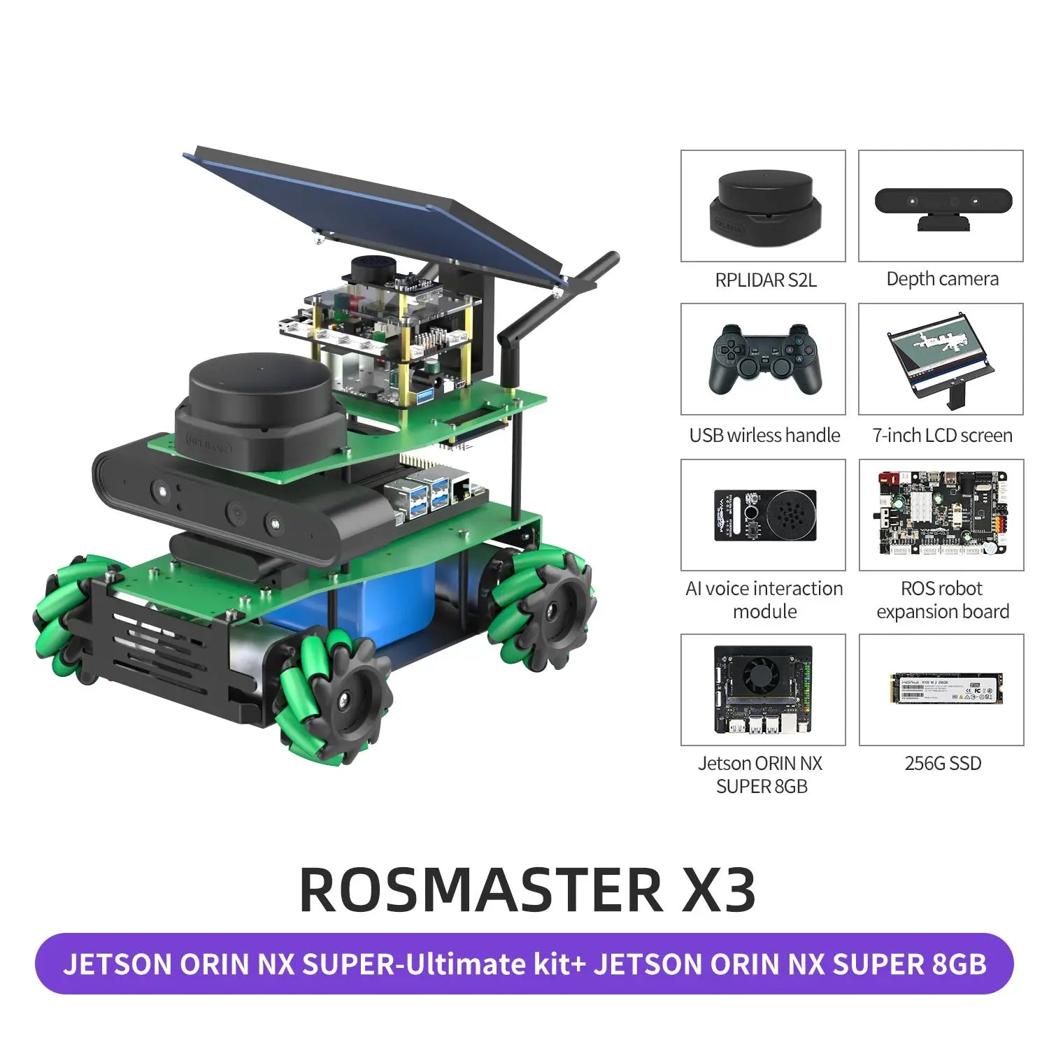 ROSMASTER X3 ROS2 Robot Aluminum Alloy Frame Autopilot Lidar Mapping for Jetson NANO Orin NX SUPER Orin NANO SUPER Raspberry Pi5